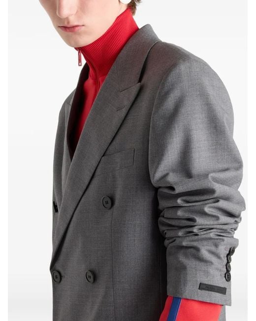 Prada Gray Double-Breasted Wool Jacket for men
