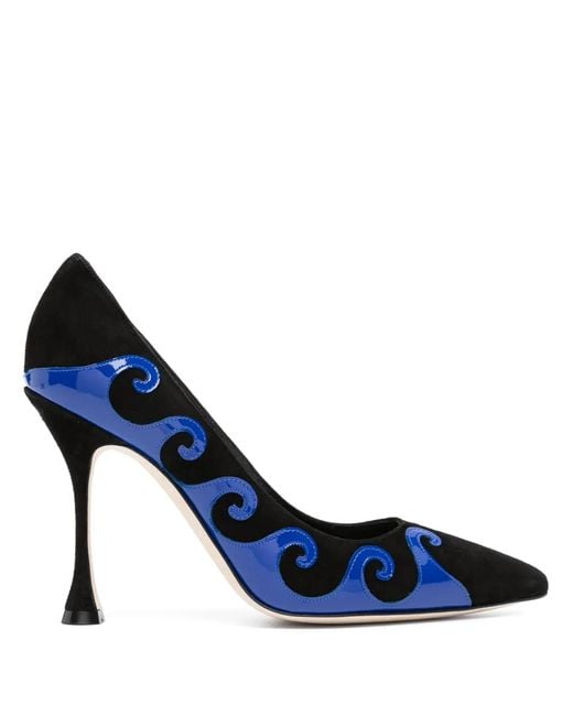 Manolo Blahnik Blue Kasai 105Mm Swirl-Detail Pumps