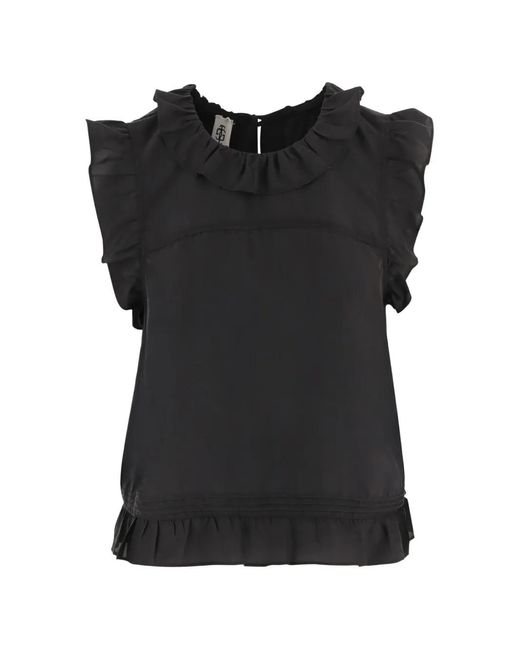 THE GARMENT Black Ruffled Silk Top