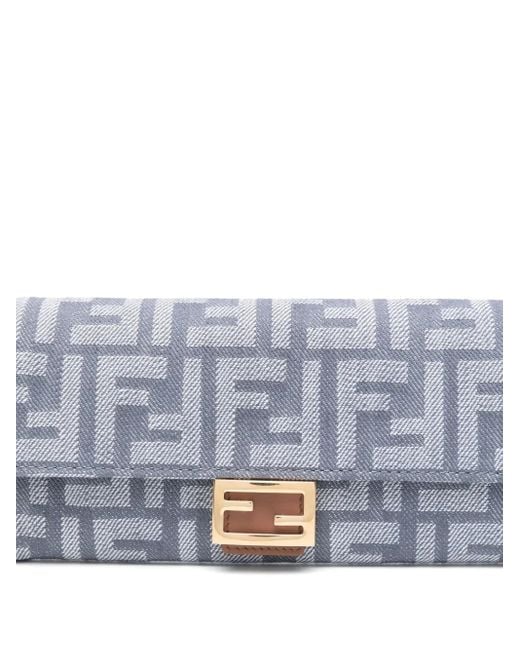 Fendi Gray Baguette Continental Clutch Bag