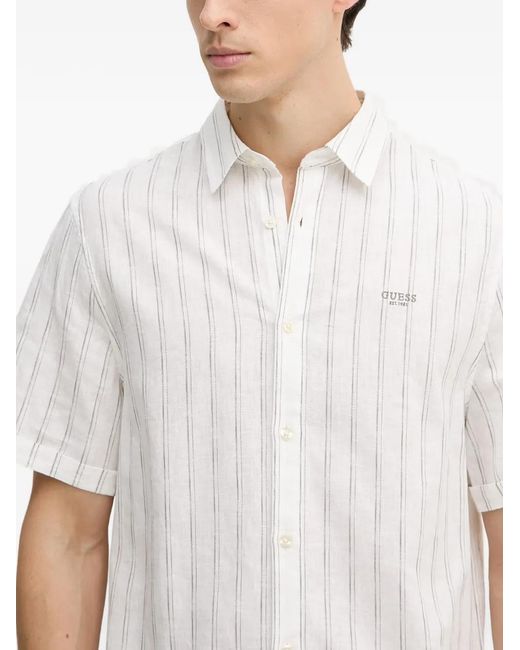 Guess White Striped Short-Sleeve Shirt for men