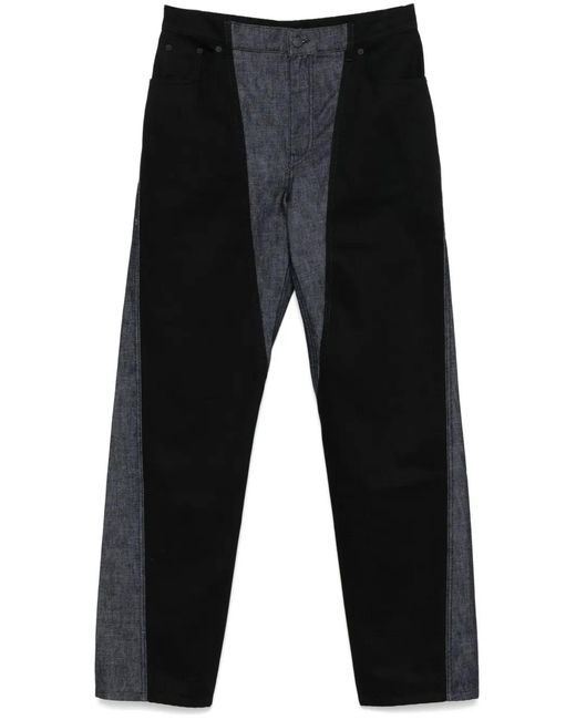 Mugler Black Bi-Color Straight-Leg Jeans for men