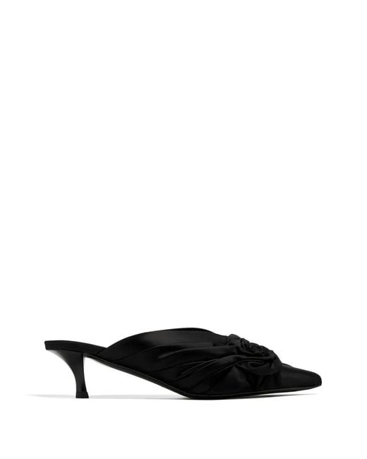 Givenchy Black Twist Rose-Detail Mules