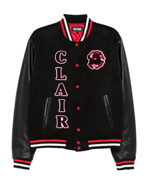 Sinclair Black Patch-Emblem Bomber Jacket for men