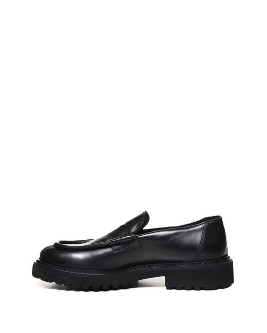 Doucal's Black Calfskin Loafers for men