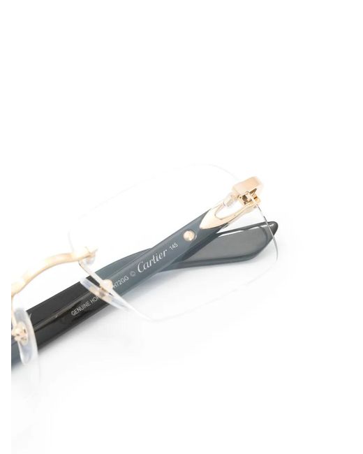 Cartier White Logo-Plaque Rectangle-Frame Glasses