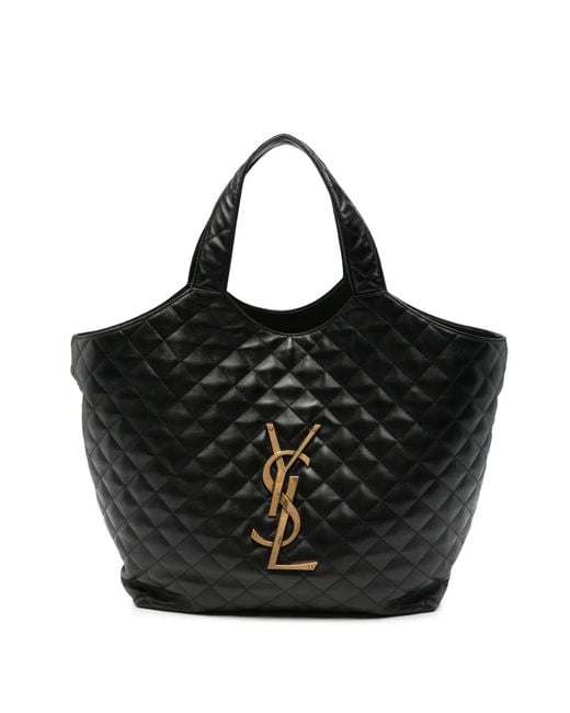Saint Laurent Black Icare Quilted Leather Shoulder Bag