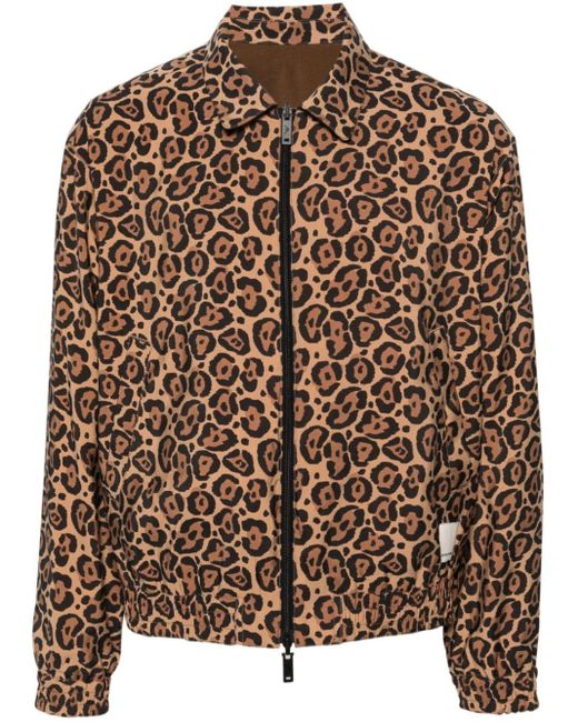 Emporio Armani Brown Cheetah-print Reversible Jacket for men