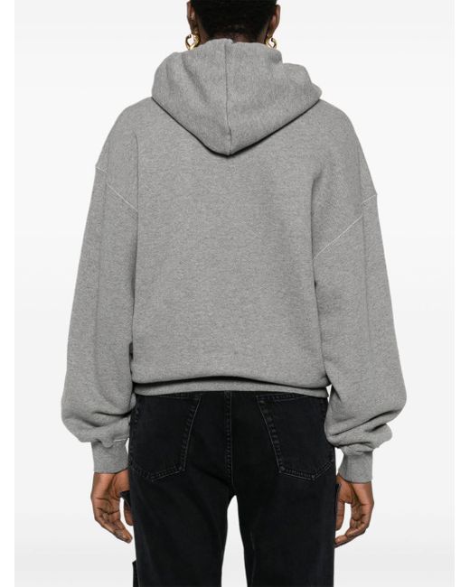 Off-White c/o Virgil Abloh Gray Off- Embroidered-Logo Cotton Hoodie