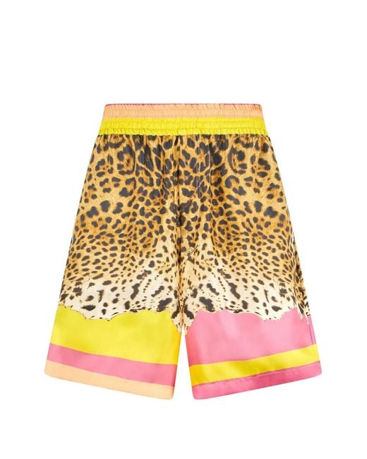 Roberto Cavalli Yellow Short À Imprimé Léopard for men