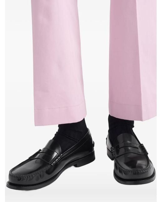 Prada Black Brushed-Leather Loafers for men