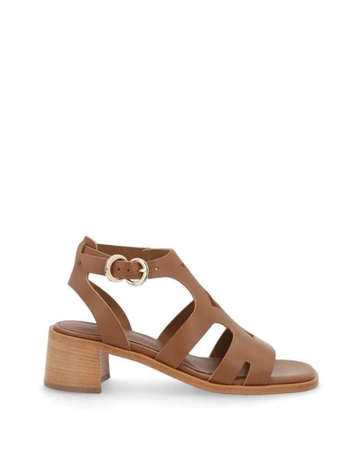Frau Brown Block-Heel Sandals