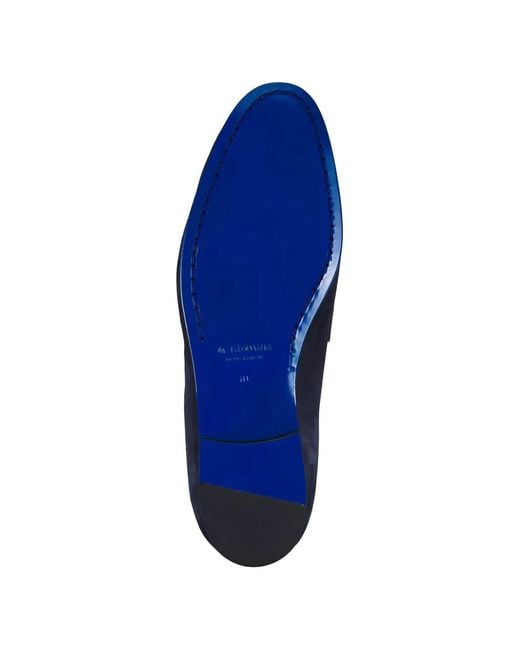 G. Brown Shoes Blue Turin Suede Penny Loafers for men