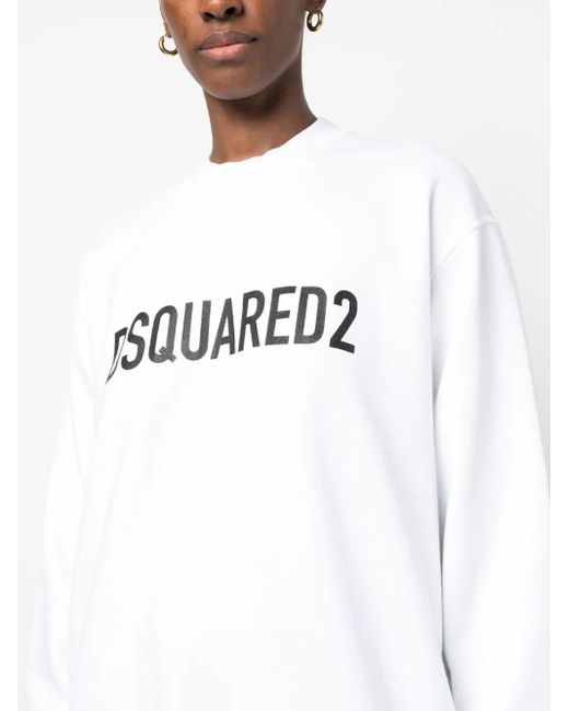 DSquared² White Logo-Print Cotton Sweatshirt
