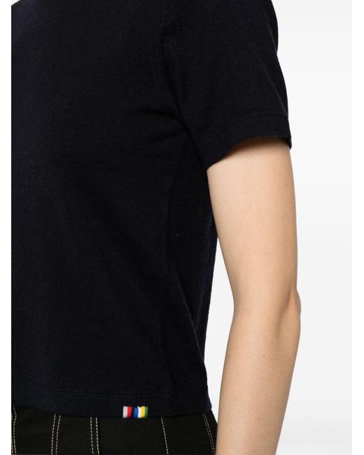 Extreme Cashmere Black Tina Short-sleeve Knitted Top