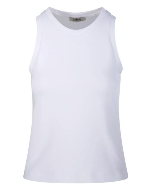 Max Mara White High-Neck Sleeveless Top
