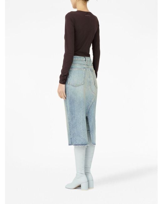 MM6 by Maison Martin Margiela Blue Denim Midi Skirt