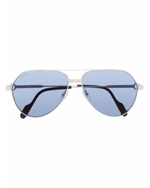 Cartier Aviator-frame Metal Sunglasses in Silver (Metallic) for Men - Lyst