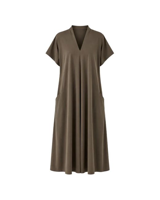 INDIES Natural Sibile V-Neck Short-Sleeve Midi Dress