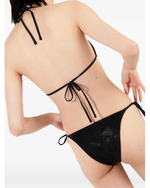 Bragas de bikini con placa del logo Prada de color Black