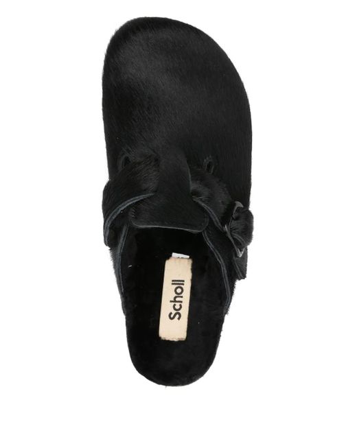Scholl Black Boston Shearling Clogs