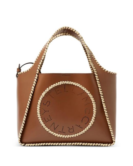 Stella McCartney Brown Logo-Appliqué Shoulder Bag