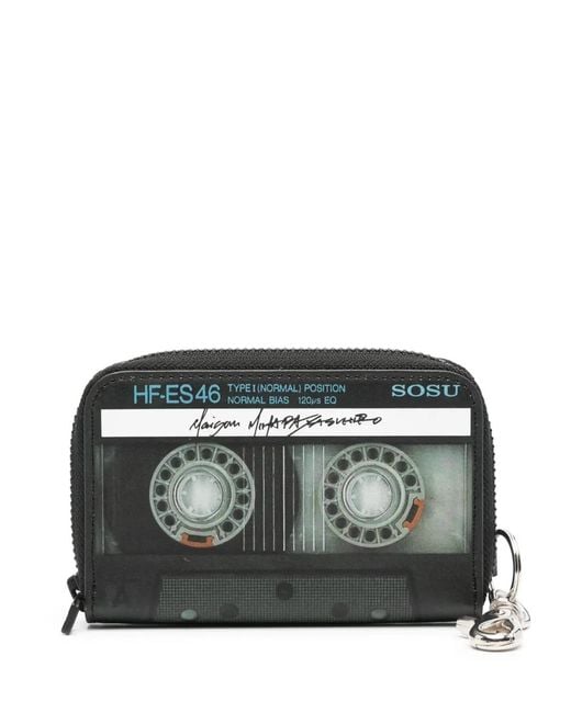 Maison Mihara Yasuhiro Black Graphic-Print Leather Wallet for men
