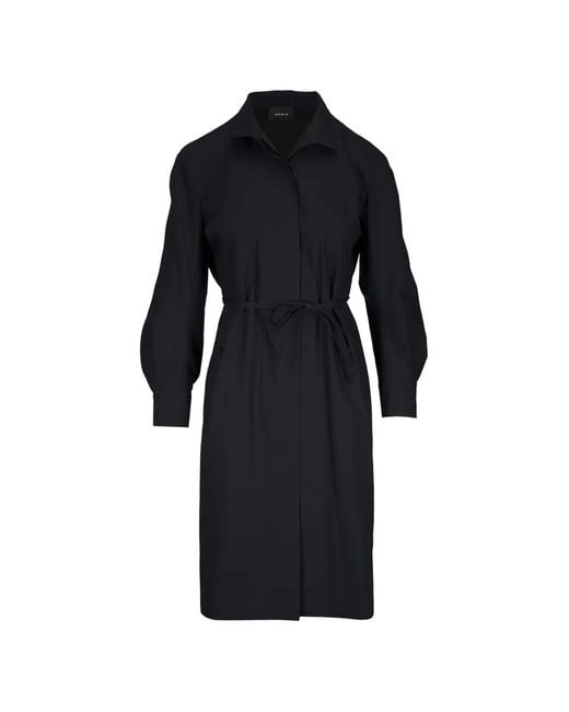 Akris Black Belted Cotton-Gabardine Dress