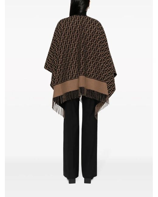 Fendi Brown Cashmere Ff Poncho