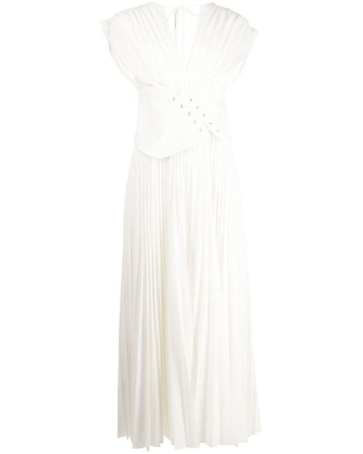 Robe Arlie plissée à détail de corsert Acler en coloris White