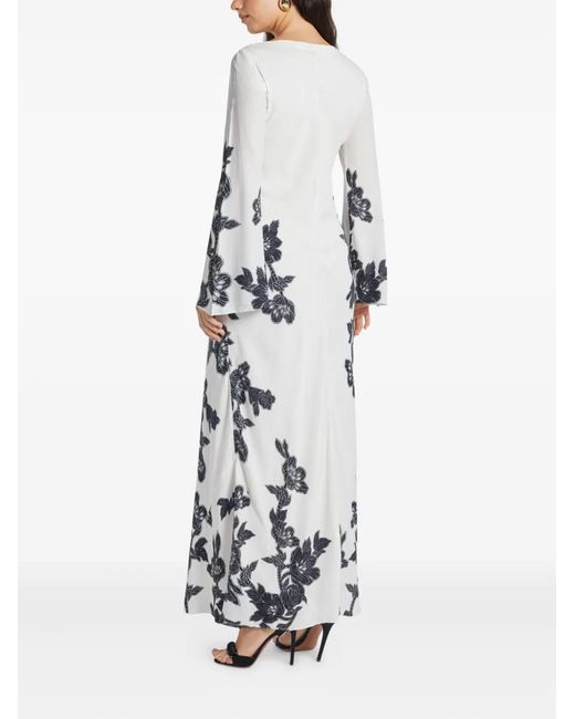 Hemant & Nandita White Aahi Bell-Sleeve Floral Maxi Dress