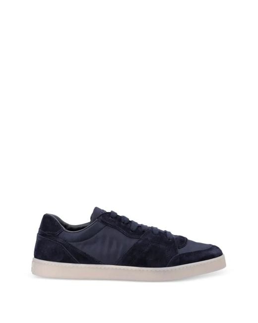 Prada Blue Lace-Up Panelled Sneakers for men