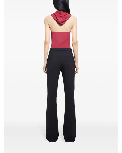 Courreges Red Illusion Hooded Bodysuit