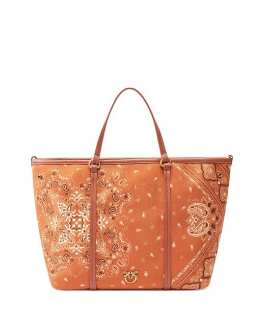 Pinko Orange Bandana-Print Tote Bag