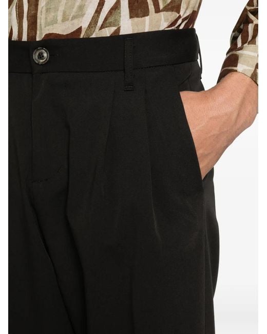 Imperial Black Pleated-Design Trousers for men