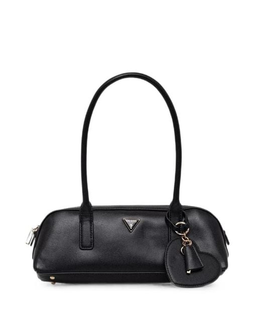Guess Black Isobel Logo-Plaque Pebbled-Effect Tote Bag