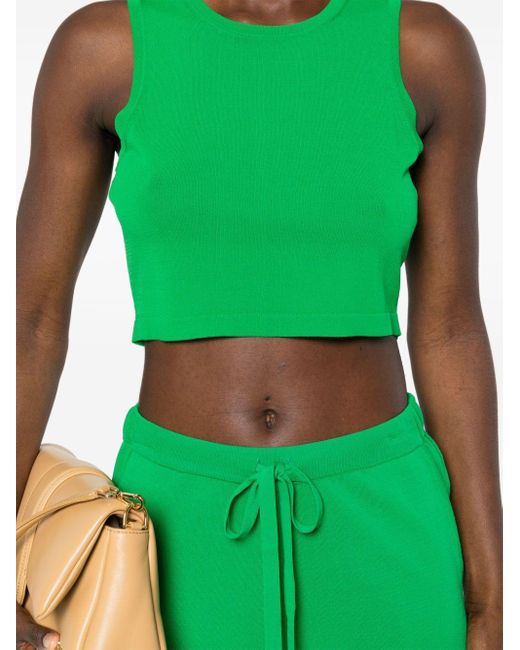 P.A.R.O.S.H. Green Cropped Knitted Top