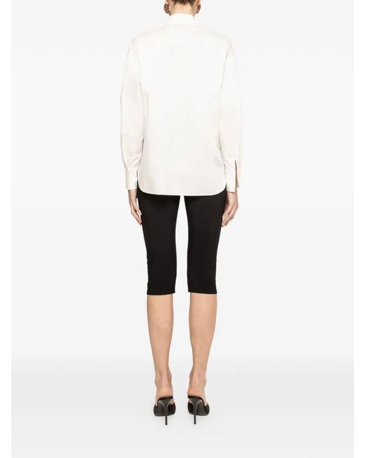 Nissa White Floral-Embroidered Shirt