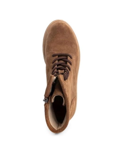 SERGIO MORETTI FIRENZE Brown Lace-Up Suede Ankle Boots