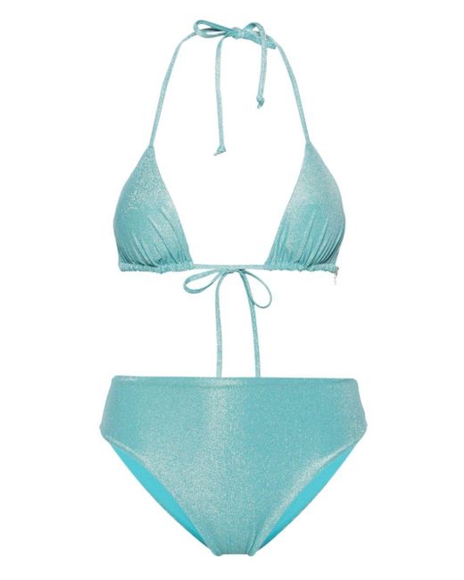 Fisico Blue Lurex Triangle Bikini