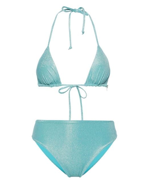 Fisico Blue Triangel-Bikini aus Lurex