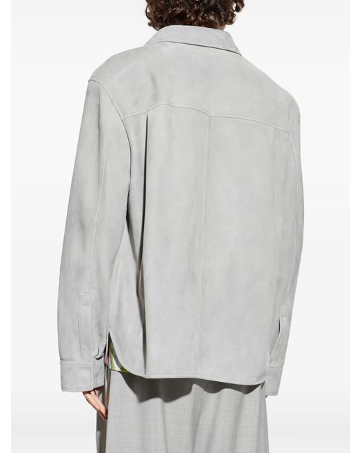 Loewe Gray Suede Leather Overshirt for men