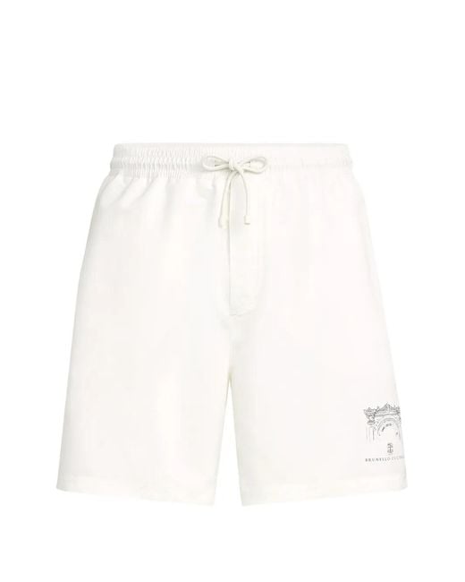 Brunello Cucinelli White Swim Shorts for men