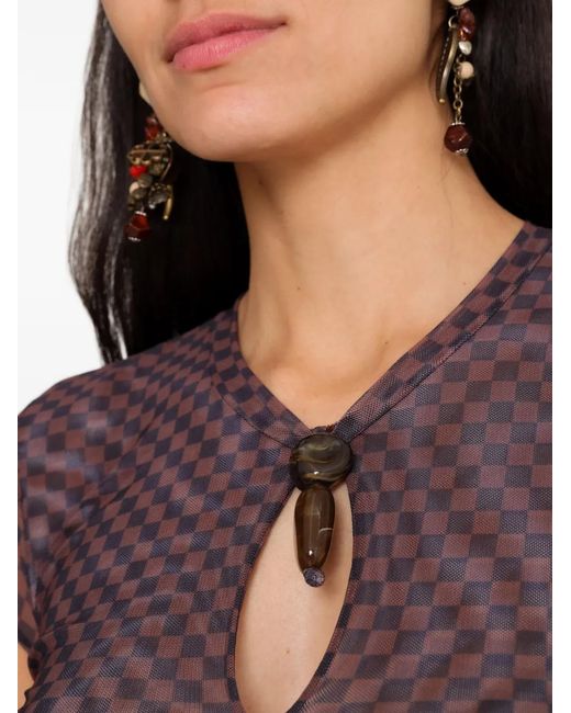 Amir Slama Brown X Jade Picon Cut-Out Cropped T-Shirt