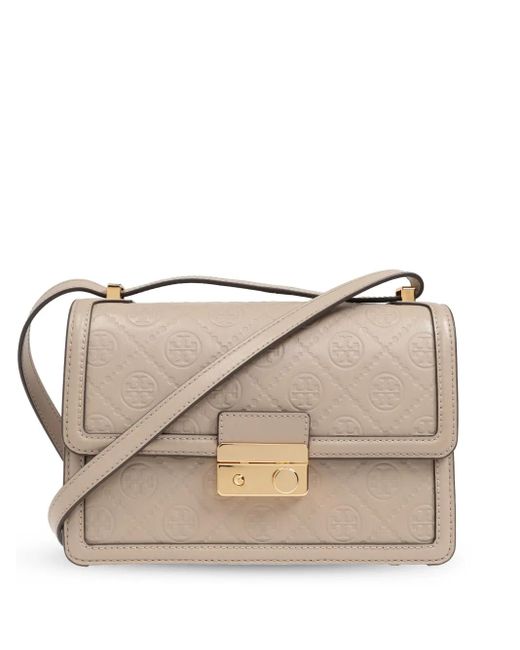 Tory Burch レディース ナチュラル T Monogram レザーショルダーバッグ