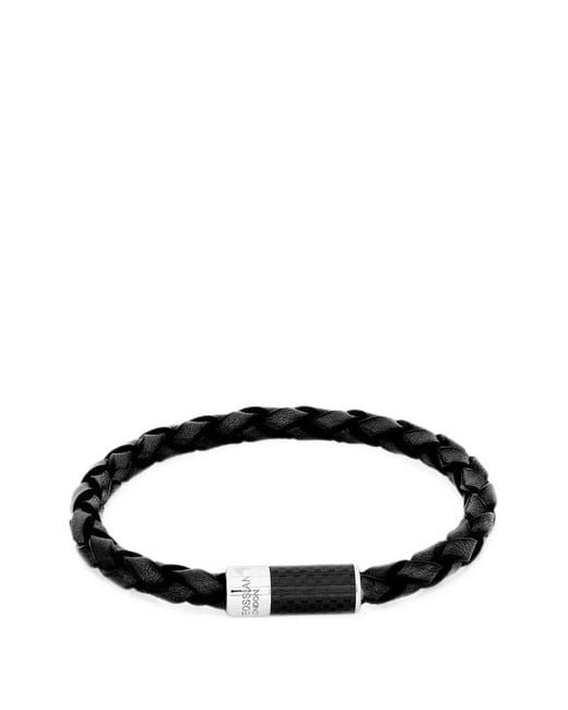 Tateossian Black Carbon Pop Leather Bracelet for men