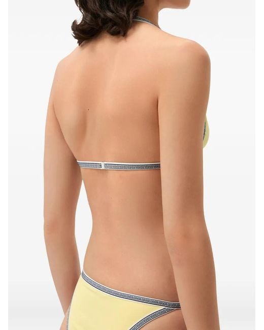 Versace Metallic Greca-Border Bikini Top