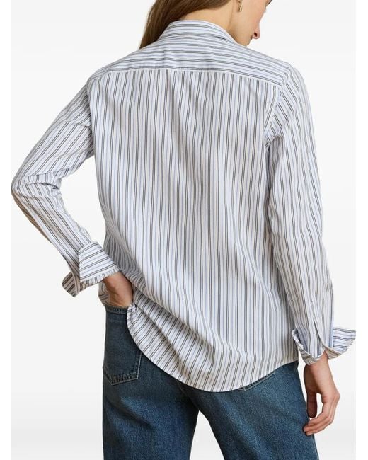 Ralph Lauren White 100% Cotton Patterned Popover Shirt