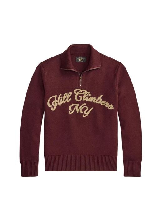 RRL Red Quarter-Zip Wool Sweater for men