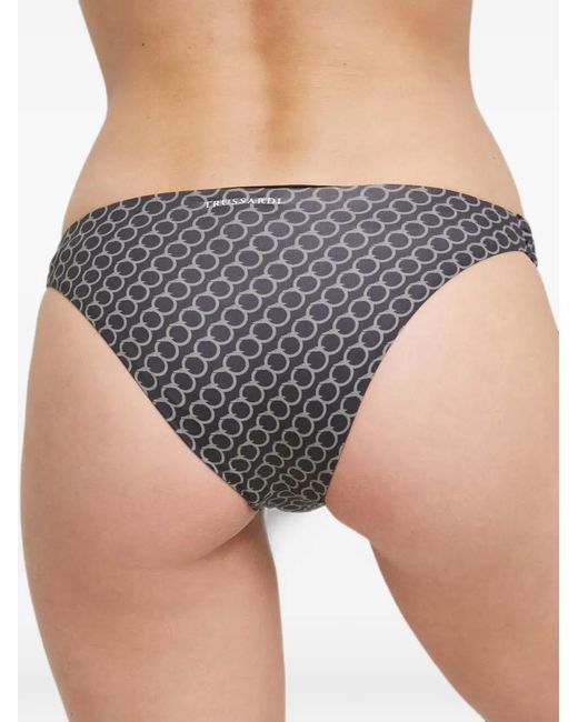 Trussardi Black Monogram-Print Ring-Detail Bikini Bottoms